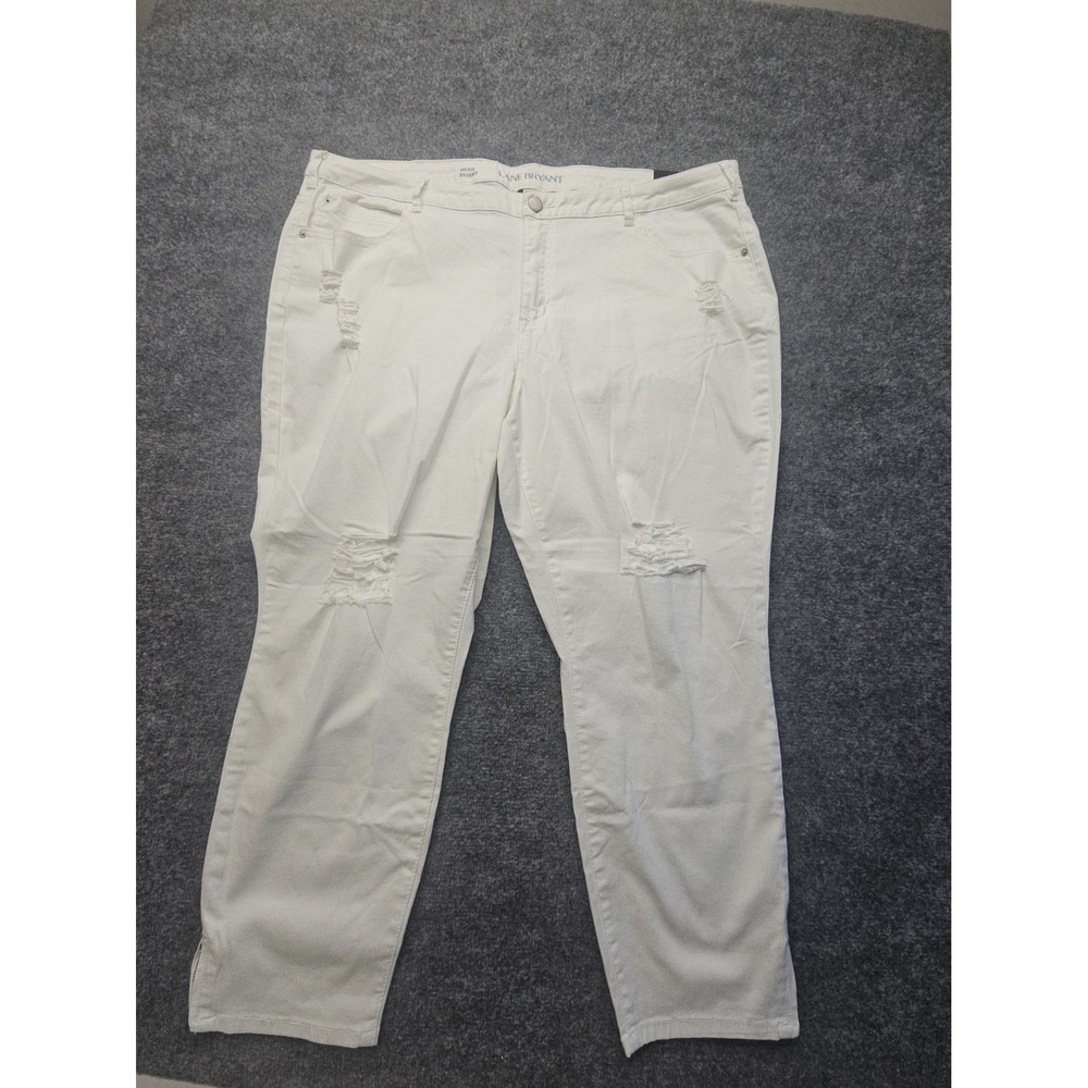 Lane Bryant Womems Pants Size 26 (46x28) Mid-Rise Skinny White Ankle Zippers